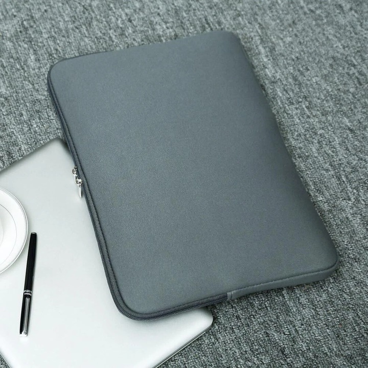 Geanta laptop 14 inch, gri, set accesorii optionale