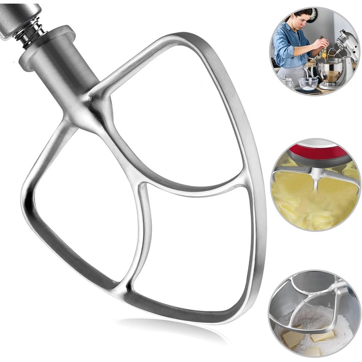 Тел от неръждаема стомана (4,5-5 qt) - Тел за стойка миксер KitchenAid, съвместим с миксери K45SS KSM75 Heavy Duty и може да се мие в съдомиялна машина