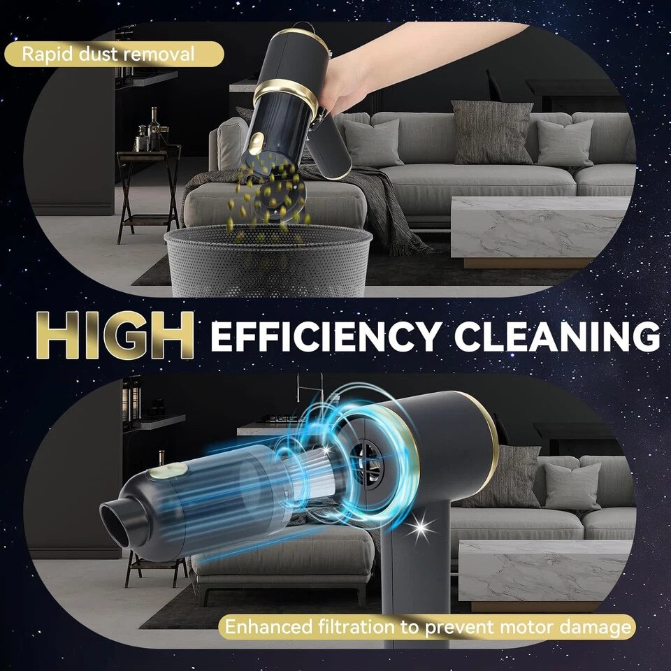 Aspirator portabil 4 in 1, 120W, 20000PA, cu filtru HEPA, accesorii multiple, fara fir, pentru curatenie auto si acasa