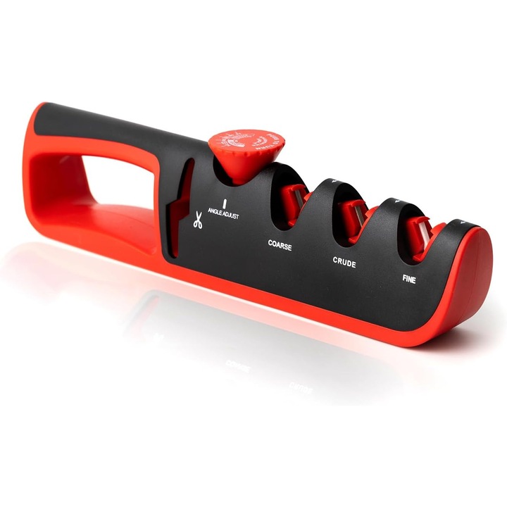 Ascutitoare 4 in 1 pentru cutite, ajustabila, cu 4 sloturi, pentru cutite si foarfece, multicolor