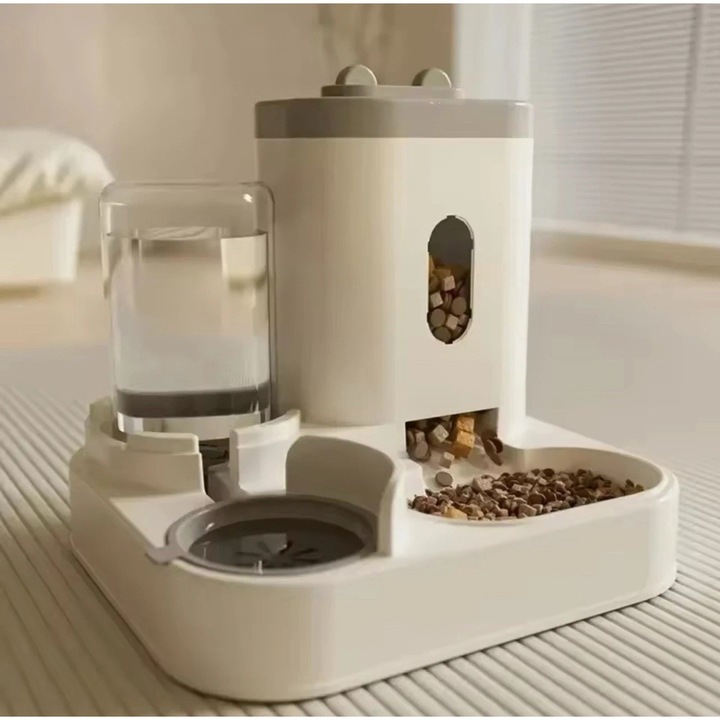 Dispenser automat pentru hrana si apa pentru animale, capacitate mare, BPA-free, 2-in-1, pentru caini si pisici