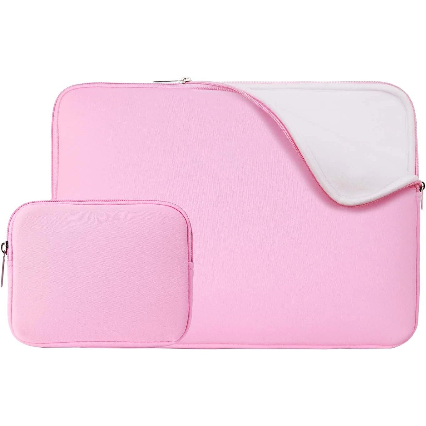Geanta laptop 13-16 inch, roz, protectie interioara, fermoar rezistent