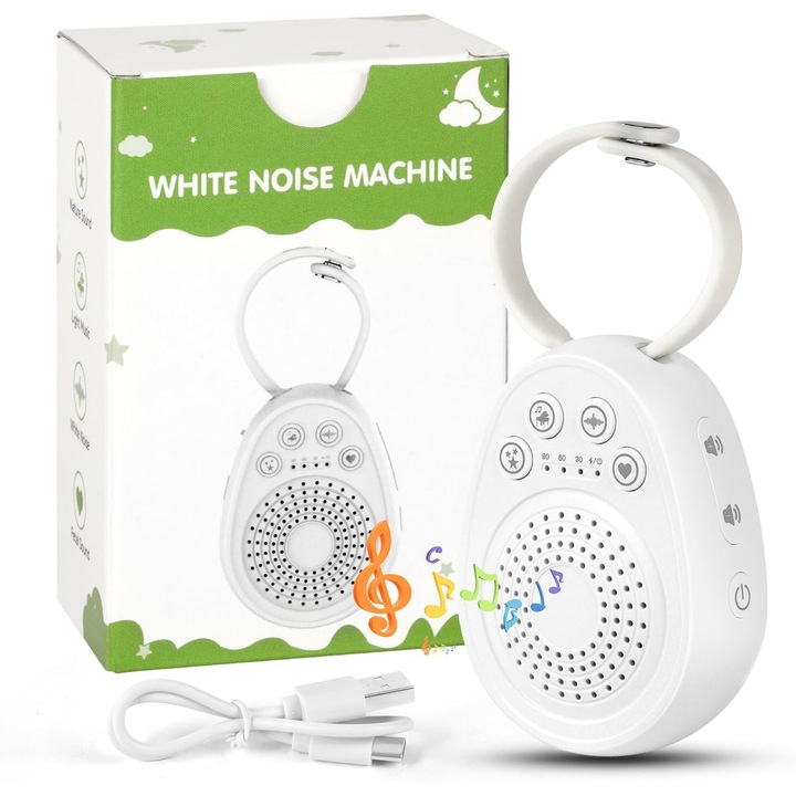 Ceas de alarma digital multifunctional, timer vizual, afisaj temperatura, alb