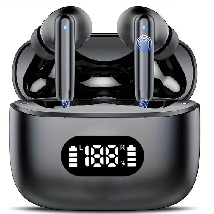 F05 vezeték nélküli fülhallgató, Bluetooth, sport, mély basszus, fekete