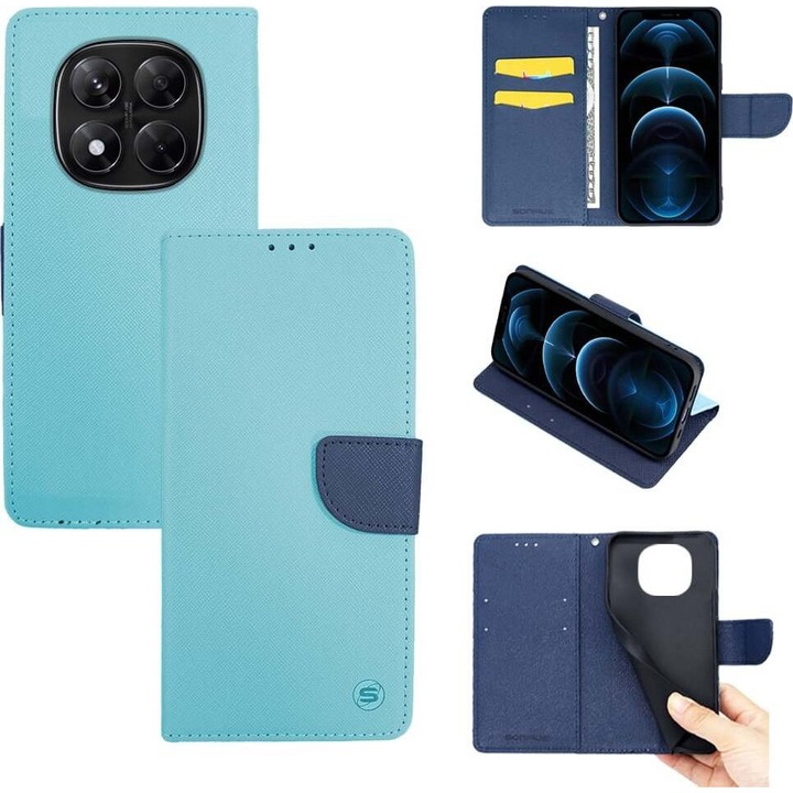 Husa telefon Trend Book Sonique, 2 compartimente pentru carduri, 1 compartiment mare, multicolor, pentru Xiaomi Redmi Note 14 Pro 5G / Redmi Note 14 Pro Plus 5G / Poco X7 5G