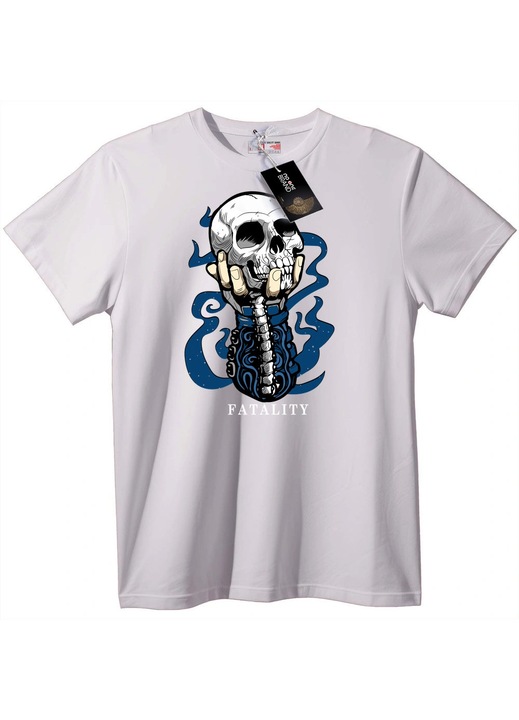 Halálos koponya póló, fehér, 6XL