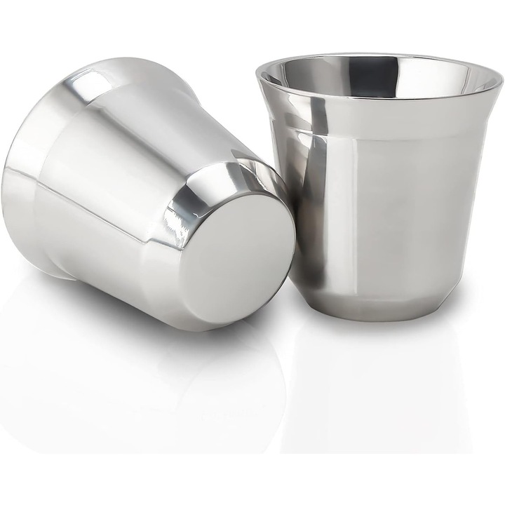 Cana din inox, Caltucus Core®, set 2 bucati, 80ml, design cu perete dublu, rezistent la caldura