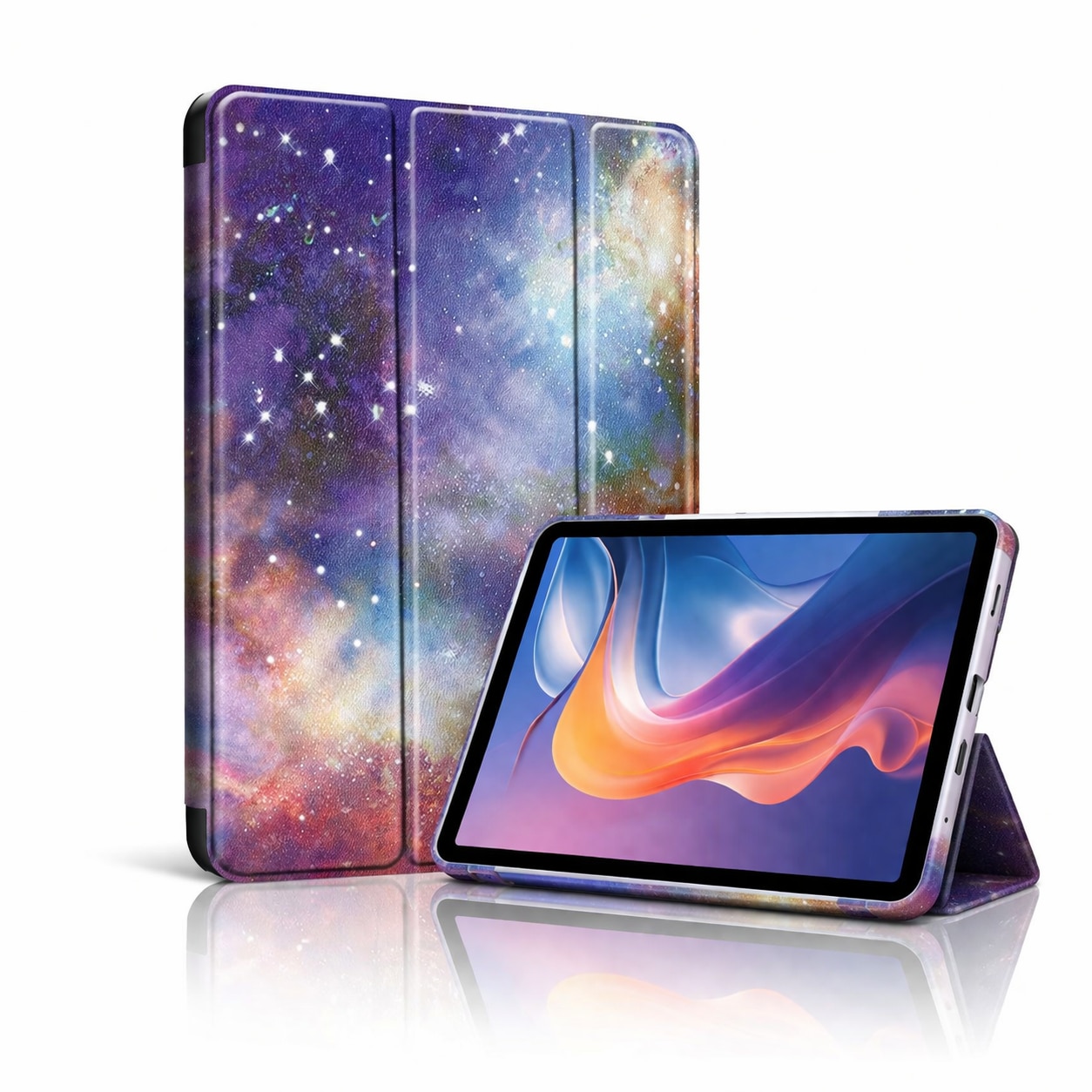 Husa tableta StandPro pentru Lenovo Idea Tab Plus 12.1, Protectie 360°, Carcasa Rigida, Piele ECO, Anti-soc si Anti-zgarieturi, Galaxie