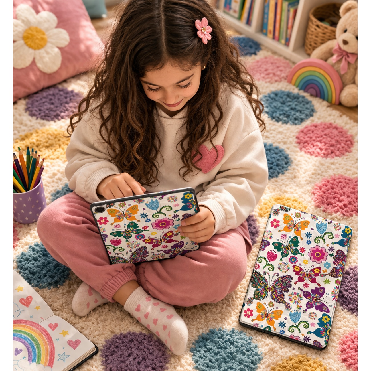 Husa tableta StandPro pentru Apple iPad Air 13 (2024) / Air 13 (2025) / Air 13 (2026), Protectie 360°, Carcasa Rigida, Piele ECO, Anti-soc si Anti-zgarieturi, Fluturas