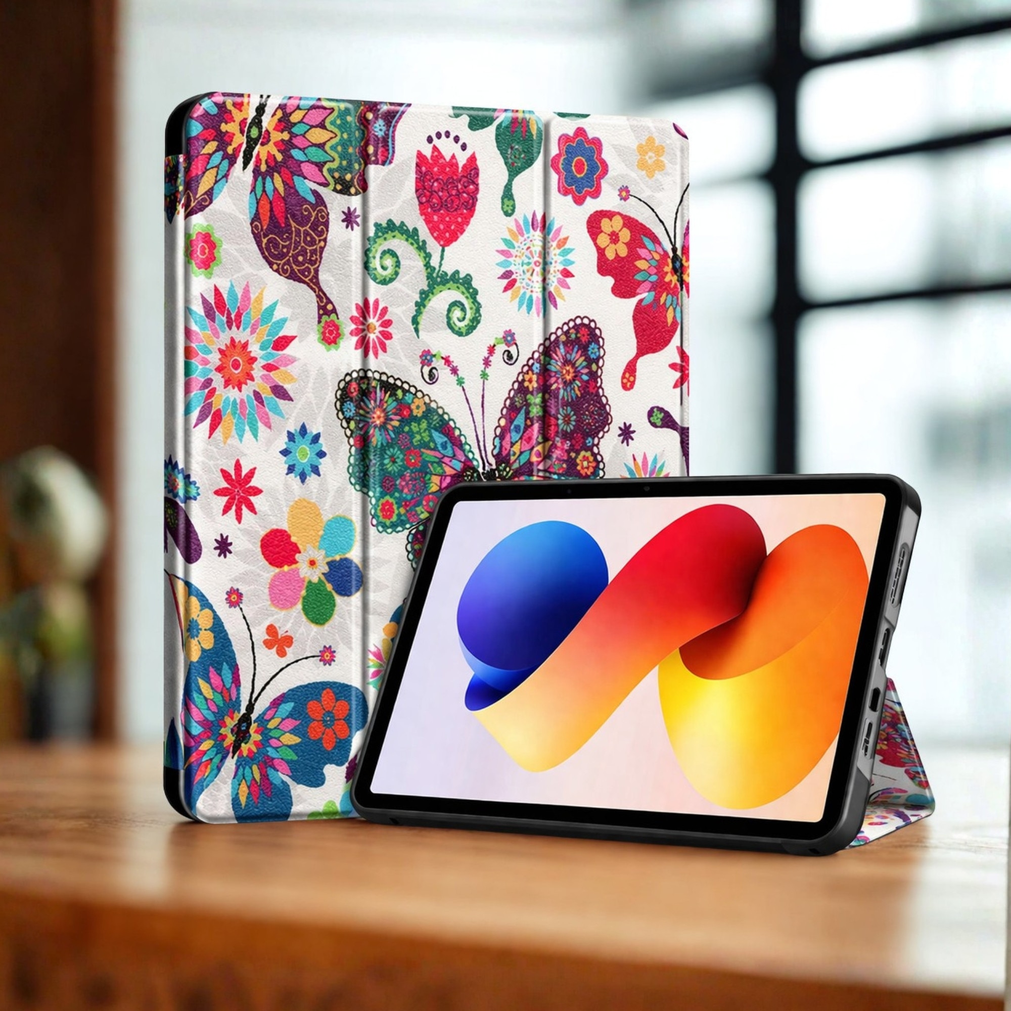 Husa tableta StandPro pentru Apple iPad Air 13 (2024) / Air 13 (2025) / Air 13 (2026), Protectie 360°, Carcasa Rigida, Piele ECO, Anti-soc si Anti-zgarieturi, Fluturas