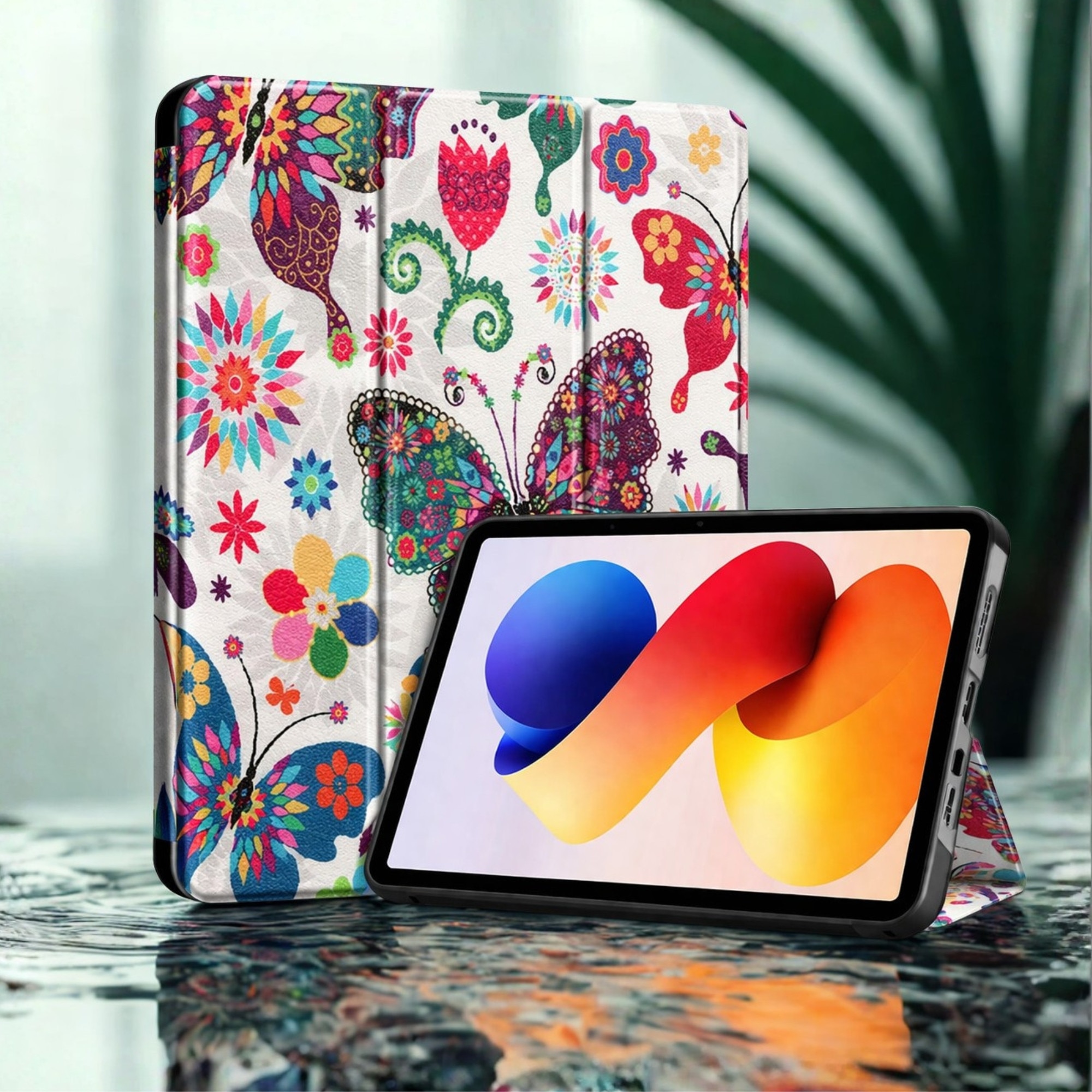Husa tableta StandPro pentru Apple iPad Air 13 (2024) / Air 13 (2025) / Air 13 (2026), Protectie 360°, Carcasa Rigida, Piele ECO, Anti-soc si Anti-zgarieturi, Fluturas
