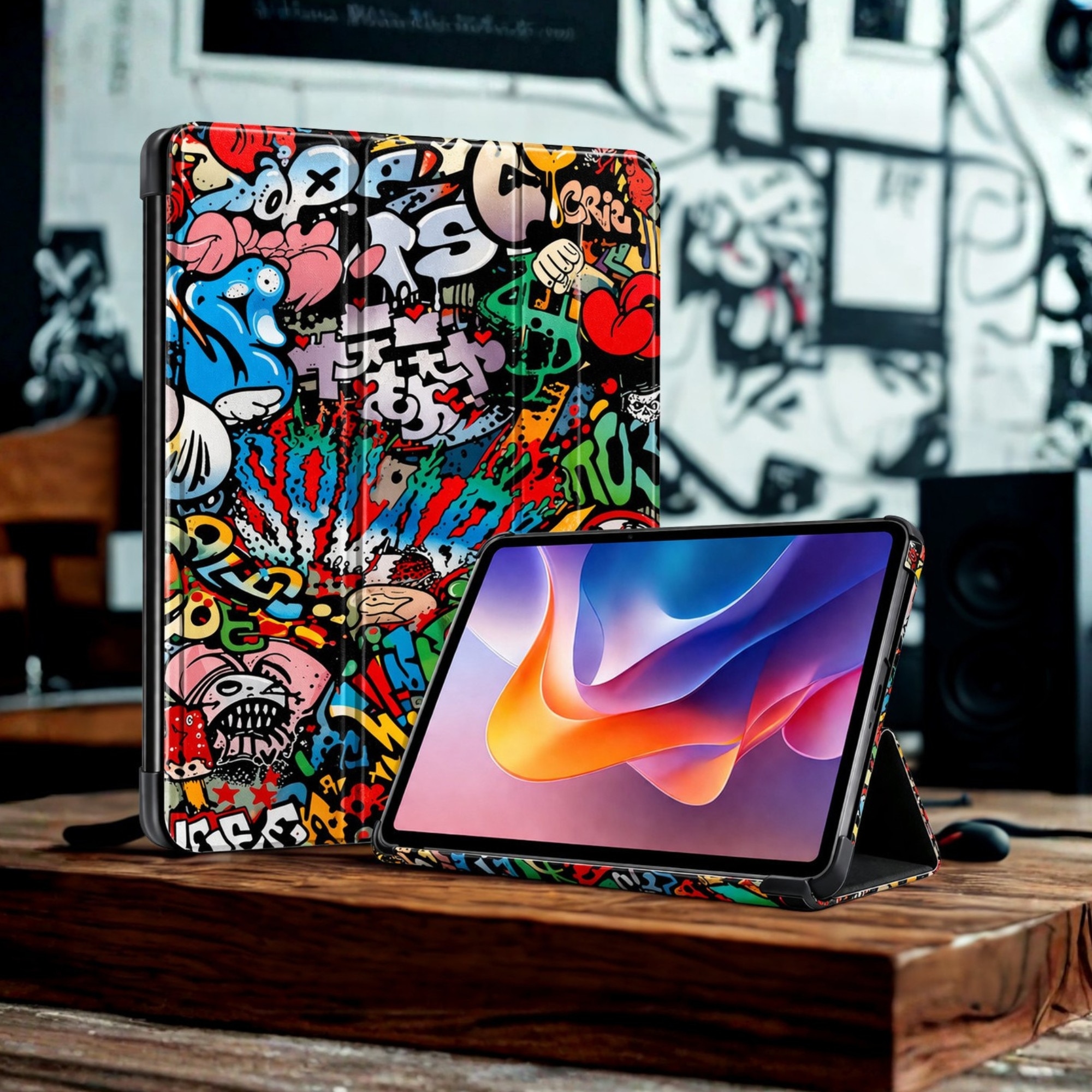 Husă tabletă DAMUR, protecție 360, piele eco, design street style, multicolor, pentru iPad Pro 11 (2024/2025)
