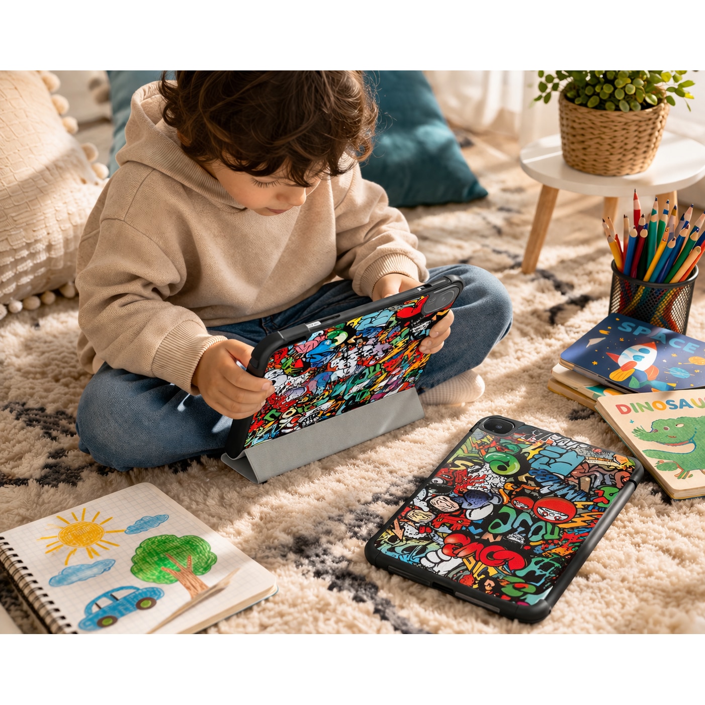 Husă tabletă DAMUR, protecție 360, piele eco, design street style, multicolor, pentru iPad Pro 11 (2024/2025)