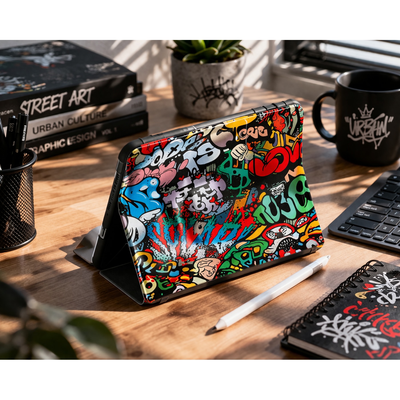 Husă tabletă DAMUR, protecție 360, piele eco, design street style, multicolor, pentru iPad Pro 11 (2024/2025)