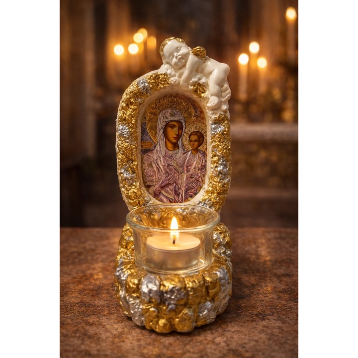 Candela „Maica Domnului cu Pruncul” cu ingeras protector – Ajutor si Binecuvantare pentru Familie