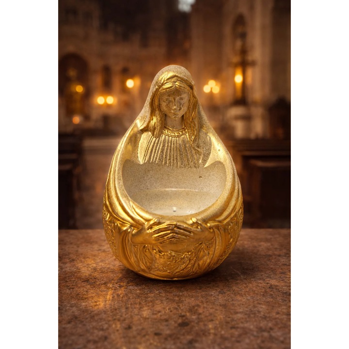 Vas pentru Apa Sfintita / Ulei de ungere cu Fecioara Maria – Binecuvantare si Protectie pentru Casa – Decor Crestin de Rugaciune