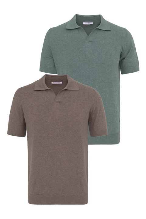 Felix Hardy, Set de tricouri din bumbac cu guler polo - 2 piese, Verde/Maro