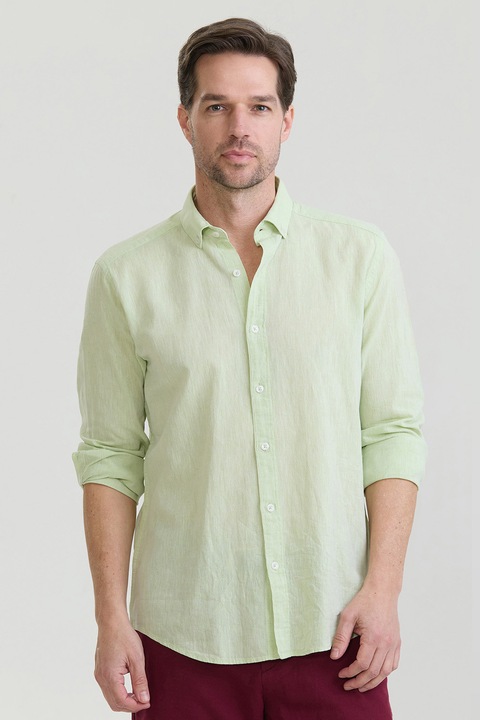 Felix Hardy, Camasa din amestec de in cu guler Oxford, Verde pal, L