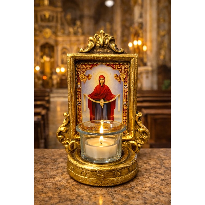 Candela „Braul Maicii Domnului” – Grabnic Ajutatoare - Sprijin in Necazuri si Ajutor Grabnic - culoare aurie