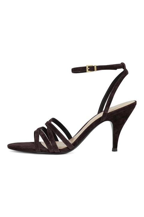 Potamy, Sandale din piele intoarsa cu barete multiple, Maro inchis