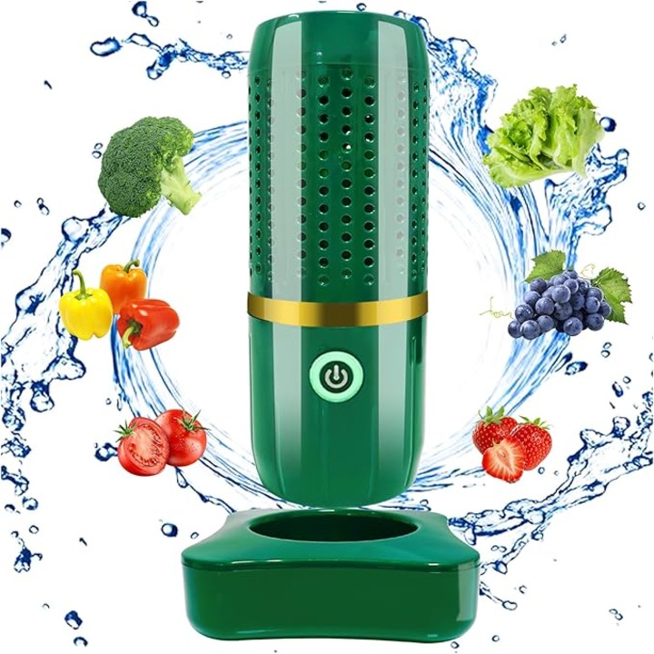 Purificator de fructe si legume, purificator portabil wireless USB, sterilizator, verde, 6-10L