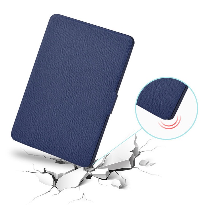 Husa de protectie pentru e-reader, ultra-subtire, cu model incrustat, neagra, dimensiuni variate.