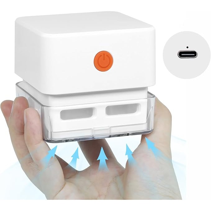 Aspirator mini desktop, Type-C reincarcabil, putere mare de aspiratie, zgomot redus, set cu perie de curatare