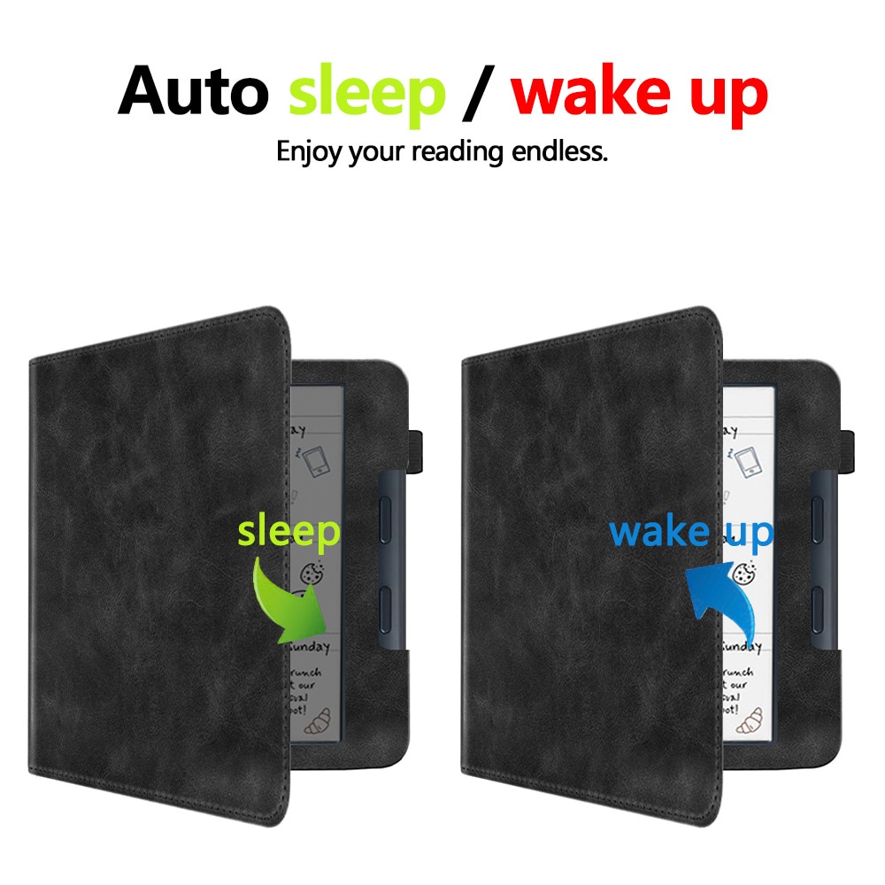 Husa din piele pentru KOBO Libra Colour 7-inch 2024, cu suport pentru incheietura mainii, modul de somn, microfibra