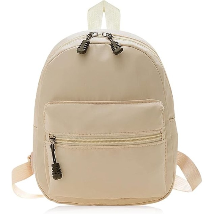 Rucsac mini dama, khaki, 18x8x22.5cm, cu bretele ajustabile, 2 buzunare