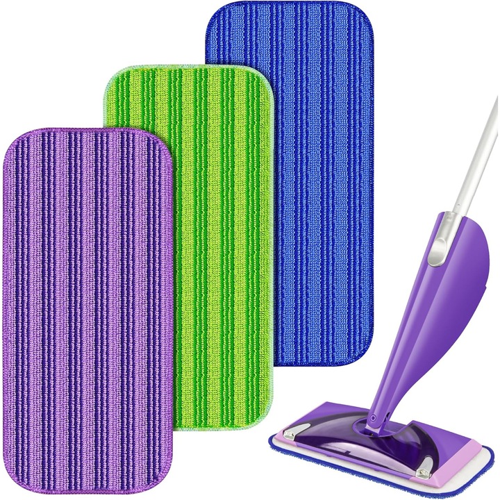 Set de pad-uri reutilizabile pentru mopuri, compatibile cu Swiffer Wet Jet, 11.8x5.5 inch, microfibra, lavabile, pentru toate tipurile de pardoseli