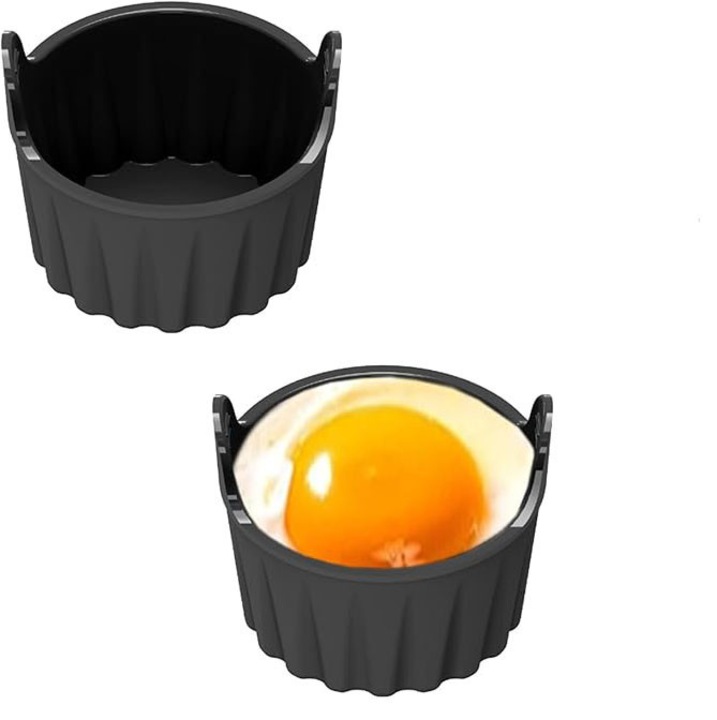 Set 2 forme prajituri din silicon pentru friteuza cu aer, negre, rezistente la temperaturi ridicate, reutilizabile