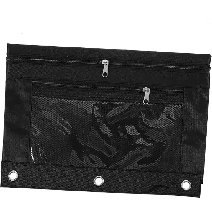 Penare set, negru, design usor, cu fermoar, pentru birou si calatorii