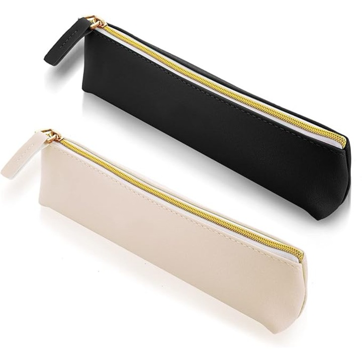 Penar din piele sintetica, set, 20x4x5cm, multicolor, pentru instrumente de scris si cosmetice