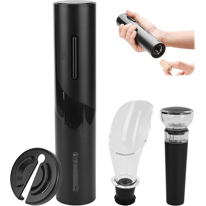 Set tirbusoane electric cu taietor de folie, dop vacuum, turnator, 4 in 1, multicolor