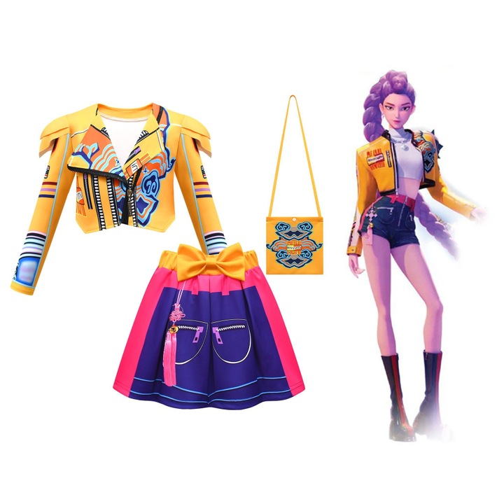 Costum de cosplay K-POP Witcher Girls, Rumi, jacheta + fusta + rucsac, 100cm