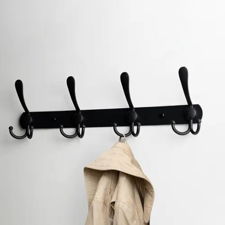 Cuier de perete pentru haine cu 4 carlige, 41 cm