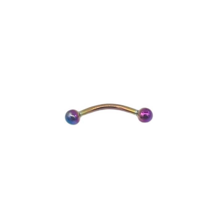 Piercing inox Rubin verde mov 1, 5cm cu bile de 2mm