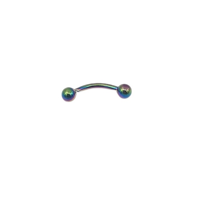 Piercing inox Rubin verde mov, 1, 3 cm, bile de 2 mm