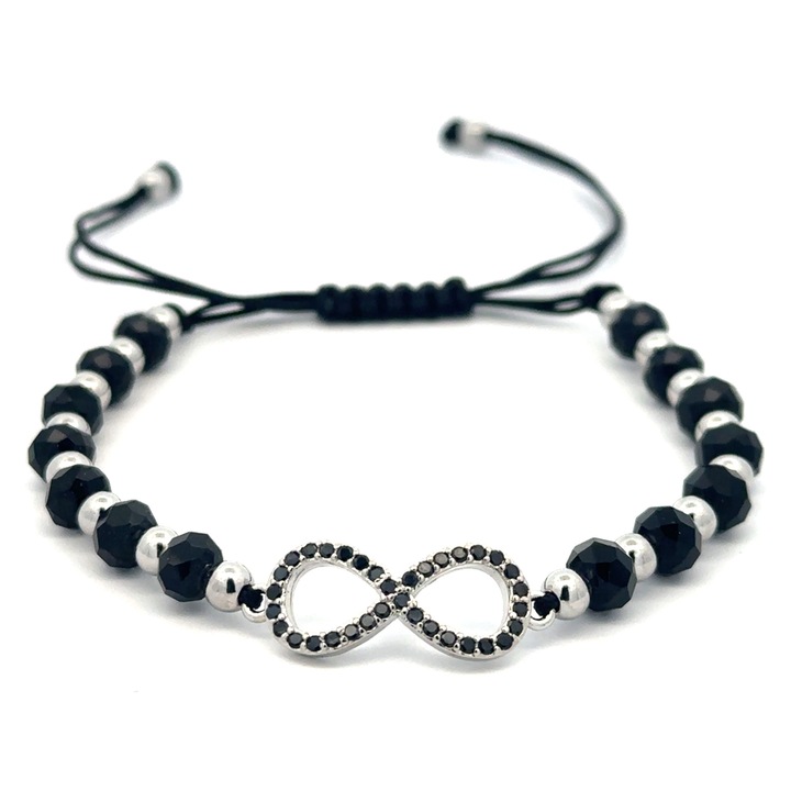 Bratara Infinity placata cu aur 18k, cu cristal, ajustabila, 15x25cm