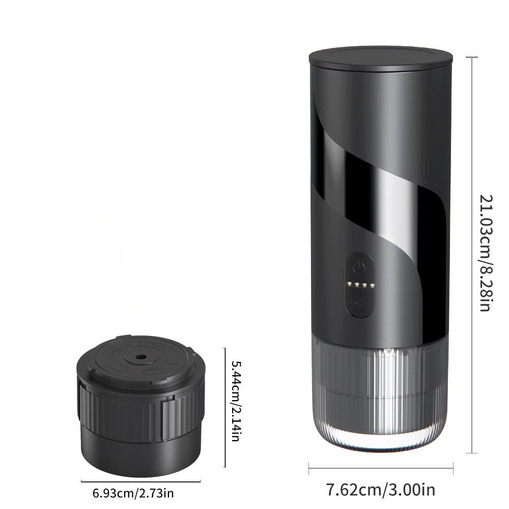 Aparat de cafea portabil 2-in-1, Aiorber, extractie la presiune inalta de 20 bari, compatibil cu cafea macinata/capsule, IPX5, filtru de cafea de 51 mm, portabil, compatibil cu Nespresso, negru