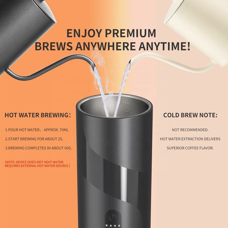 Aparat de cafea portabil 2-in-1, Aiorber, extractie la presiune inalta de 20 bari, compatibil cu cafea macinata/capsule, IPX5, filtru de cafea de 51 mm, portabil, compatibil cu Nespresso, negru