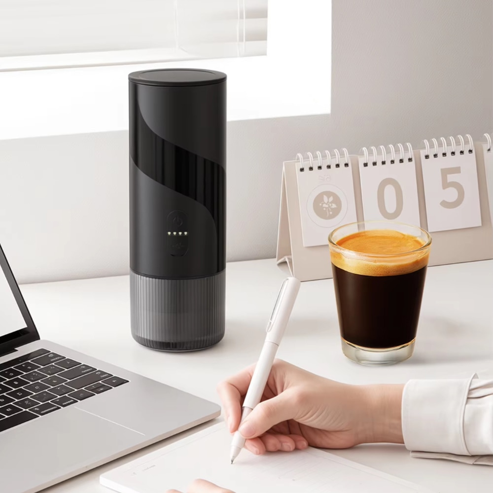 Aparat de cafea portabil 2-in-1, Aiorber, extractie la presiune inalta de 20 bari, compatibil cu cafea macinata/capsule, IPX5, filtru de cafea de 51 mm, portabil, compatibil cu Nespresso, negru