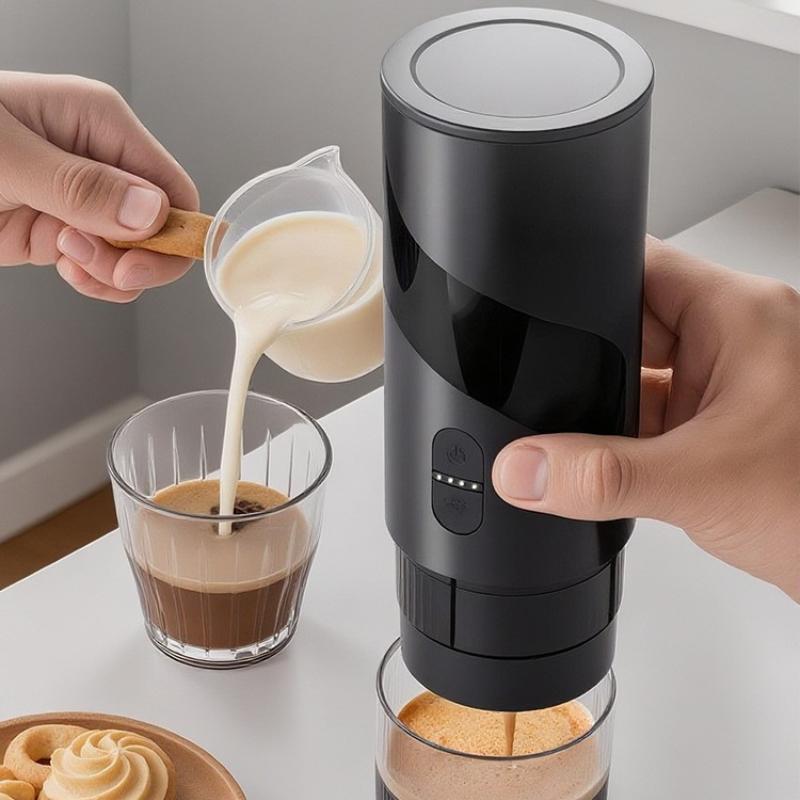 Aparat de cafea portabil 2-in-1, Aiorber, extractie la presiune inalta de 20 bari, compatibil cu cafea macinata/capsule, IPX5, filtru de cafea de 51 mm, portabil, compatibil cu Nespresso, negru