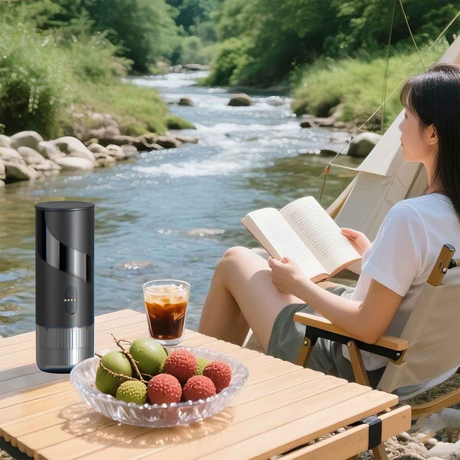 Aparat de cafea portabil 2-in-1, Aiorber, extractie la presiune inalta de 20 bari, compatibil cu cafea macinata/capsule, IPX5, filtru de cafea de 51 mm, portabil, compatibil cu Nespresso, negru