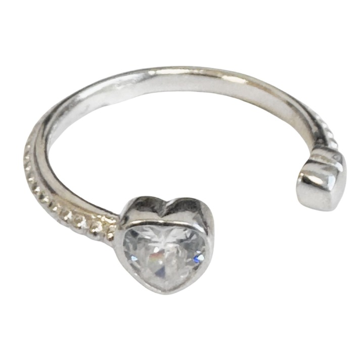 Inel din Argint 925, Jolie Silver, Model Inima Desprinsa, Argintiu, 2.23 g