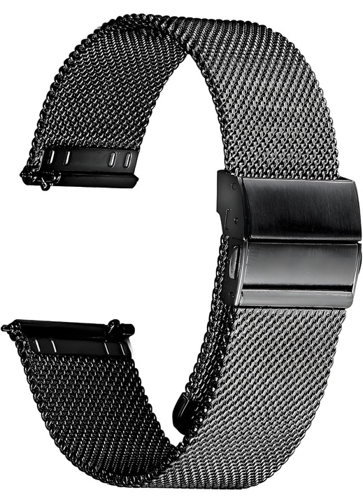 Curea din otel inoxidabil pentru ceas, 22mm, set cu sistem de prindere rapida, ajustabila, argintie