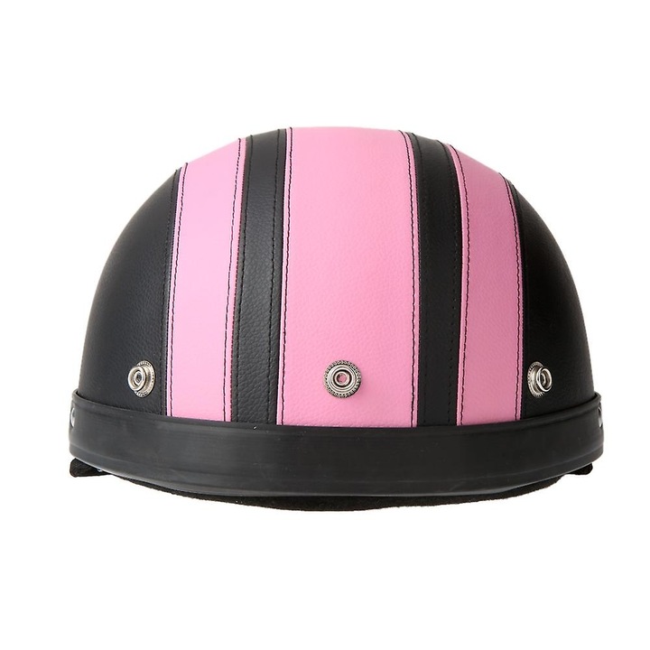 Casca motocicleta, retro, cu viziera, protectie UV, roz, 54-60cm