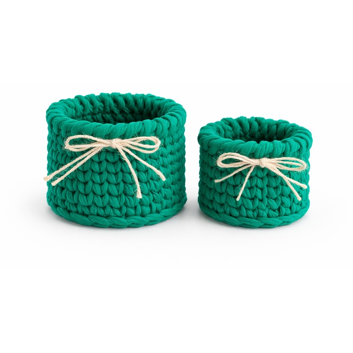 Set cosuri crosetate manual din bumbac, 8x8cm și 7x6cm, multicolor