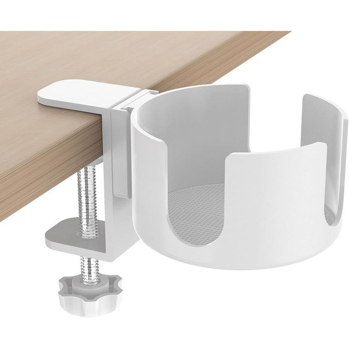 Suport bauturi, alb, 9x5cm, din plastic si metal, design U, cu 3 sloturi, set