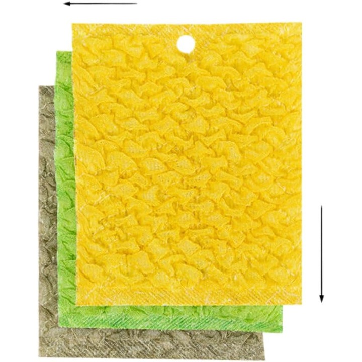 Set de ustensile de bucatarie, lavete de curatare, 3 bucati, galben, verde, negru